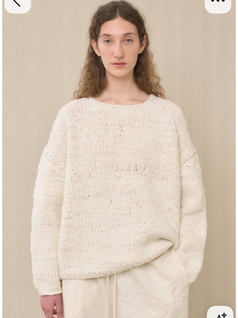 Lauren Manoogian hand-knit cotton Chunky Cream Knit Women's Sweater